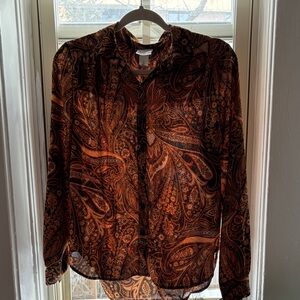 H&M Paisley Long Sleeve Blouse